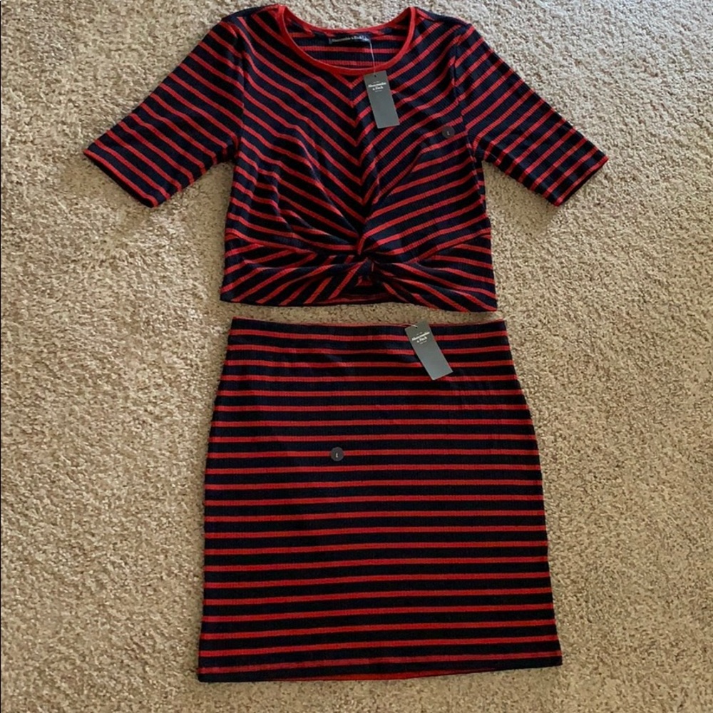 Navy/Red Matching shirt & skirt